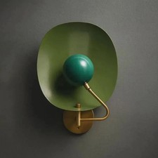 Modern Green Wall Sconce Mid Century Light Brass Dome Wall Lamp Unique Fixture picture