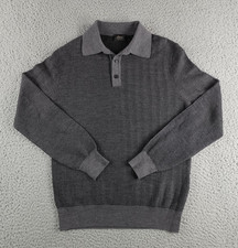 Brioni Sweater Mens IT 48 Gray Herringbone Wool Collared Pullover Polo Italy picture