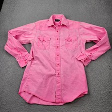 Vintage Wrangler X-Long Tails Brushpopper Shirt Mens 15-33 Pink Button Up Cotton picture