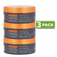 Cantu Mens Molding Wax Shea Butter Caffeine Hemp Seed Flake Free Hold 3pk picture