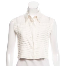 Vintage Chanel Linen Ruffle Cropped Blouse 38 picture