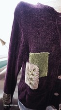 VTG Papy Boez Eggplant Chenille Blend Patchwork Grandma Core, Embroidery Fall  picture