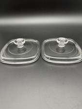 Lot of 2 Vintage Pyrex A-7-C Clear Glass Lid for Corning Ware 1-1.5 Qt Casserole picture