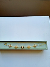 Dainty, 4Leaf Clover Bracelet, Stella Rose, Fine Gold Plated, New $22 picture