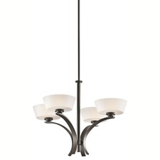 Kichler Rise 4-Light Chandelier Olde Bronze Satin Etched Opal Glass $384 picture