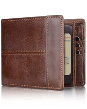 Swallowmall Leather Wallet for Mens Genuine Leather RFID Blocking Bifold Wallets picture