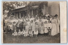 c1910's Family Gathering Childrens House Scene RPPC Photo Antique Postcard picture