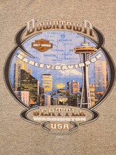 Vintage 2004 Harley-Davidson T-Shirt Downtown Seattle Men's L Gray Needle picture