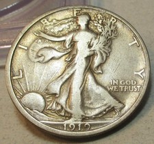 1919-D WALKING LIBERTY HALF DOLLAR 50C **F+** RARE US COIN picture