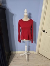 Talbots Small Blouse Womens Red Long Sleeve picture