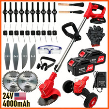 24V Electric Cordless Grass Trimmer Strimmer Garden Edger Cutter W/ 2 Battery picture