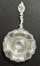 Antique 1892 Bailey Banks & Biddle Sterling Silver Tea Strainer Filagree Handle picture