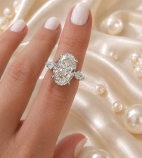 6.00 TCW Oval Cut IGI Certified Lab Grown 18K White Gold Diamond Engagement Ring picture