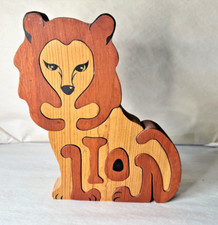 Vintage Handcrafted Wooden Lion Puzzle Cautersk Art Designs picture