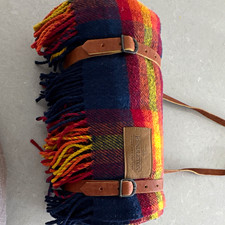 Pendleton Home Collection Wool Plaid Multicolor Fringed Throw 50x60 USA picture