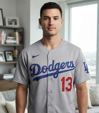 Max Muncy Los Angeles Dodgers #13 Mens Gray Jersey Full Size New 2026 picture