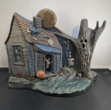 Vintage 1978 Kimple Halloween Haunted House Light Up Ceramic Ghost Pumpkin picture