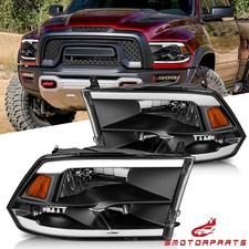 2PCS LED DRL Black Headlight For 2009-2018 Dodge Ram 1500 2500 3500 Halogen picture