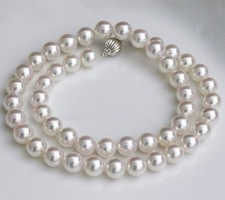 AAAAA 8-9 MM GENUINE NATURAL Australian south sea white pearl necklace 18