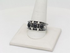 Reed Charley Navajo Sterling Silver Onyx Wide Band Ring Size 13 picture