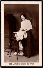 Vintage Rppc Young Woman Leaving Here To-Day Germany picture