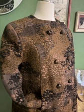 Vintage 60’s Hippie Boho Tapestry Brocade Carpet Coat Brown & Black L picture
