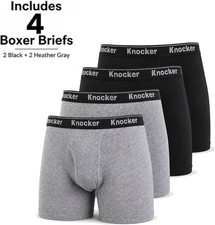 Knocker Men's Boxer Briefs 4 100% Cotton Underwear Soft Everyday Large 38-40 picture