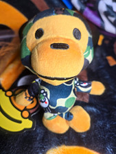 A Bathing Ape BAPE Baby Milo Camo Plush Monkey Keychain w/ Key Ring Multi GREEN picture