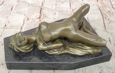 Original Mavchi Lady Lost Wax Method Statue Figurine Bronze Sculpture Nude Deco picture