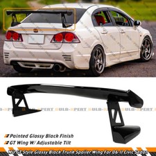 For 2006-2011 Honda Civic Sedan MU GT Style Gloss Black Trunk Spoiler High Wing picture