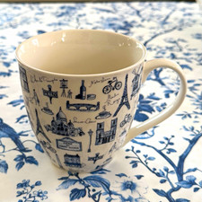 Milly Green Ceramic Coffee Mug, White/Blue Paris Travel Pictorial, 12 fl oz picture