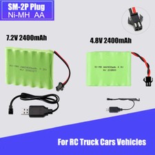 4.8V/7.2V 2400mAh Ni-MH AA Battery Pack SM-2P 2Pin Plug+Charger for RC Car Truck picture