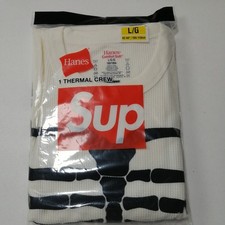 Supreme x Hanes Skeleton Bones Thermal Crew Long Sleeve Large White FW25 picture