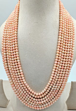 7 line Pink coral round smooth necklace 20inch 5mm beads gemstone necklace picture