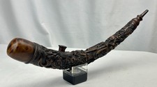 Vintage Chinese Faux Horn Dragon Pipe Sculptural Resin Asian Decor Large 19