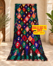 3 x 9 FT Handmade Colorful Berber Runner Boho, Vintage Moroccan Wool hallway Rug picture
