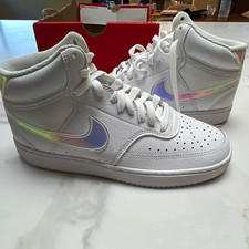 Nike Court Vision Mid Mid Top Lace-Up Sneaker White Iridescent FD0819-100 picture