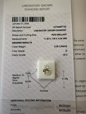 2.06 CT Pear Lab Diamond G Color VS2 IGI Certified. picture