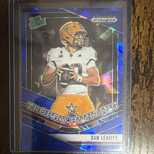 Panini 2025 Prizm Draft Picks Trophy Hunting Sam Leavitt #13 Blue Ice /149 picture