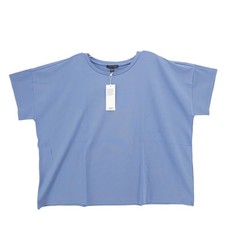 NWT EILEEN FISHER Stretch Jersey Knit Bateau Neck Box Top MARNA Blue SMALL picture