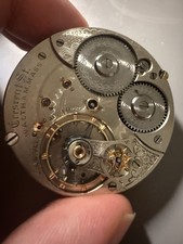 Waltham 18S 21j Crescent St Open Face Pocket Watch Movement Missing Hands Runs picture