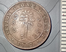 CEYLON 1937 INDIA One CENT coin picture