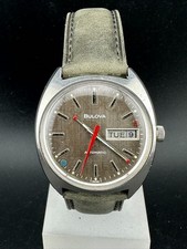 1976 Bulova Men's Automatic Day Date Gray Linen Dial 35mm Swiss Made Cal 11AOACB picture