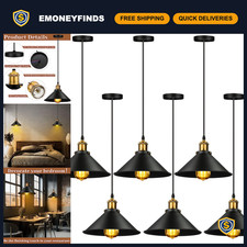 6 Pcs Vintage Industrial Pendant Light Fixtures, Metal E26 Base, Black Finish picture