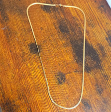 Signed 14k Yellow Gold Herringbone Chain Necklace 18 in Spring Ring picture