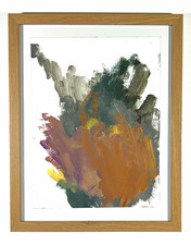 Framed Abstract Painting on Paper - Brown Black Gray Single Piece Art picture