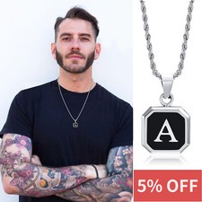 Vnox Initial Necklaces for Men Stylish Letter A-Z Pendant Geometric Chain Gifts picture