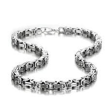 Men's Stainless Steel 5mm Byzantine Link Biker Chain Necklace picture