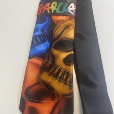 Garcia Neck Tie Men's Plague Entity Blue Orange Print Skull Collection 62 Silk picture