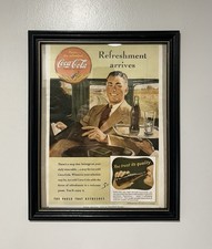 Vintage 1941 Coca-Cola Refreshment Arrives Magazine Print Ad Framed 12x9.5 picture